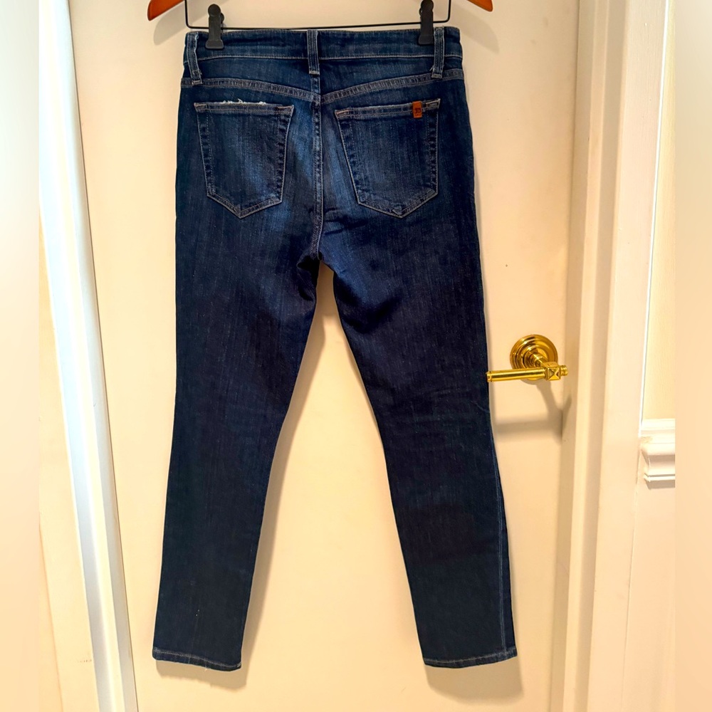 Blue Skinny Jeans with Distressing and Fading